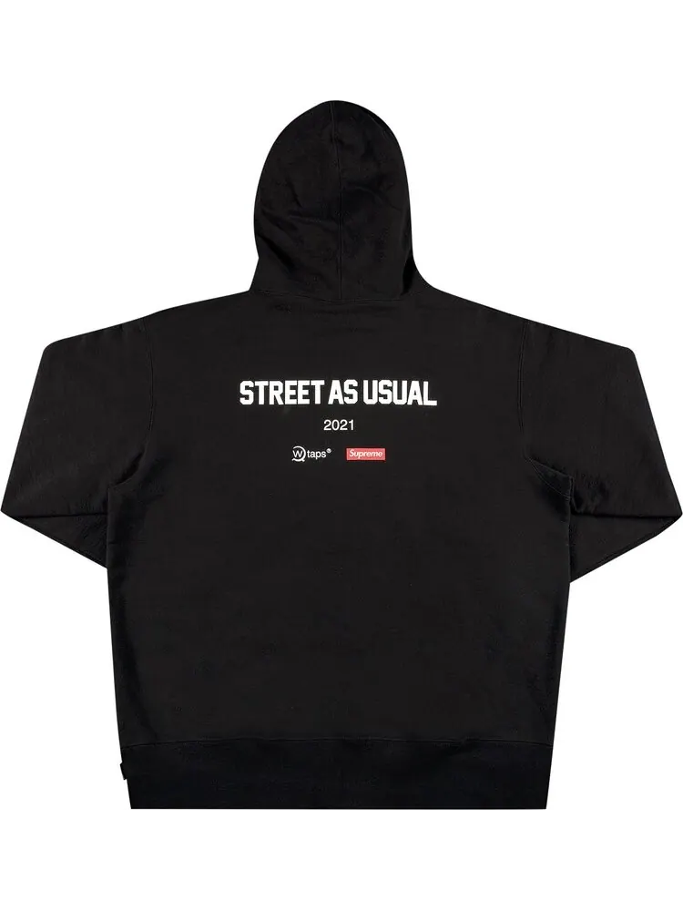 Толстовка Supreme x WTAPS Sic'em! Hooded Sweatshirt 'Black' — изображение 2 из 3, черный