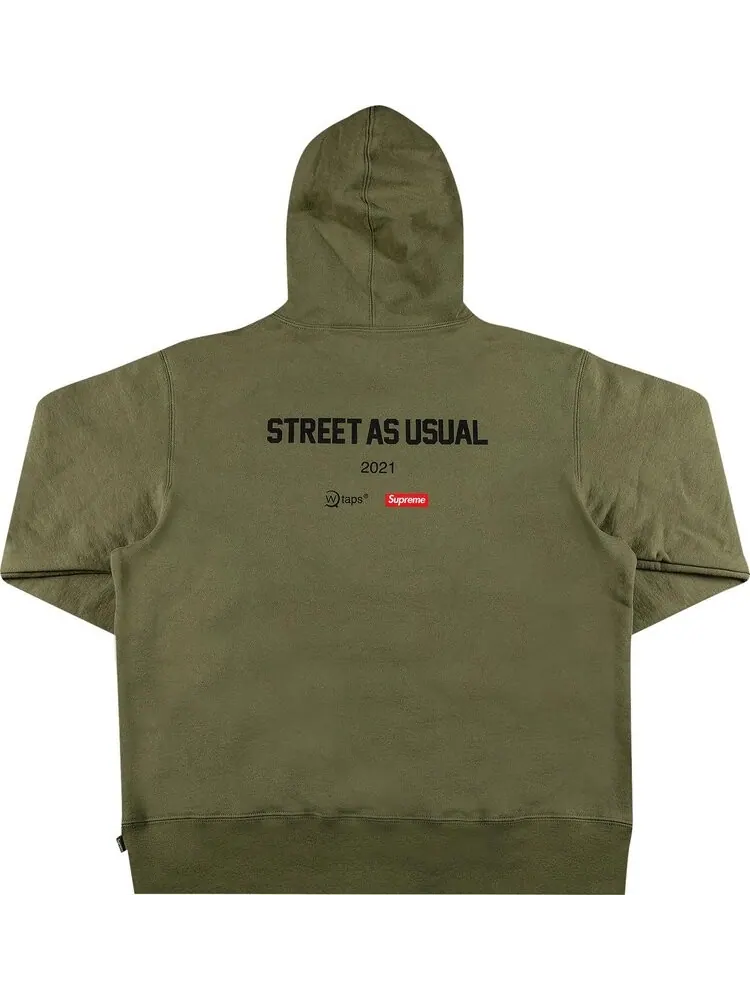 Толстовка Supreme x WTAPS Sic'em! Hooded Sweatshirt 'Light Olive' — изображение 2 из 3, зеленый