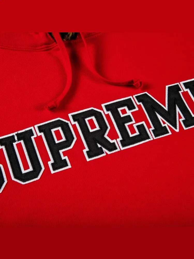 Толстовка Supreme Leopard Trim Hooded Sweatshirt 'Red' — изображение 2 из 2, красный