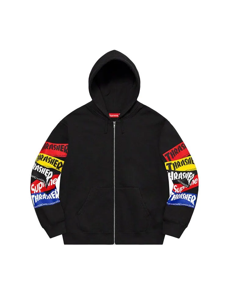 Толстовка Supreme x Thrasher Multi Logo Zip Up Hooded Sweatshirt — изображение 1 из 1, черный