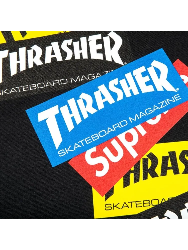 Лонгслив Supreme x Thrasher Multi Logo Long-Sleeve Tee 'Black' — изображение 2 из 2, черный