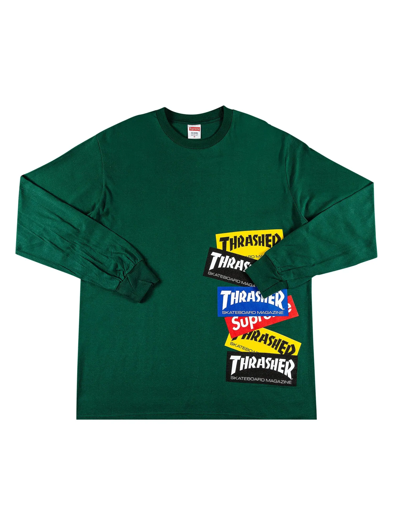 Футболка с длинными рукавами и мульти-логотипом Supreme x Thrasher — изображение 1 из 2, зеленый