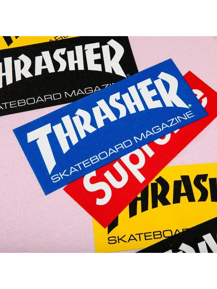 Лонгслив Supreme x Thrasher Multi Logo Long-Sleeve Tee 'Light Pink' — изображение 2 из 2, розовый