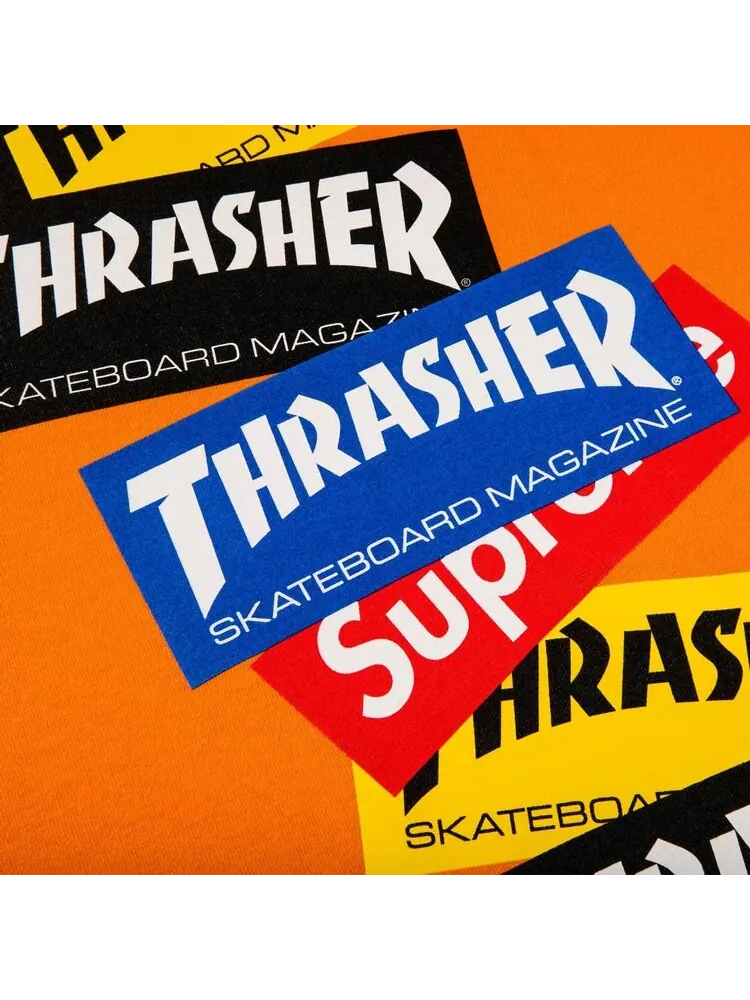 Лонгслив Supreme x Thrasher Multi Logo Long-Sleeve Tee 'Orange' — изображение 2 из 2, оранжевый