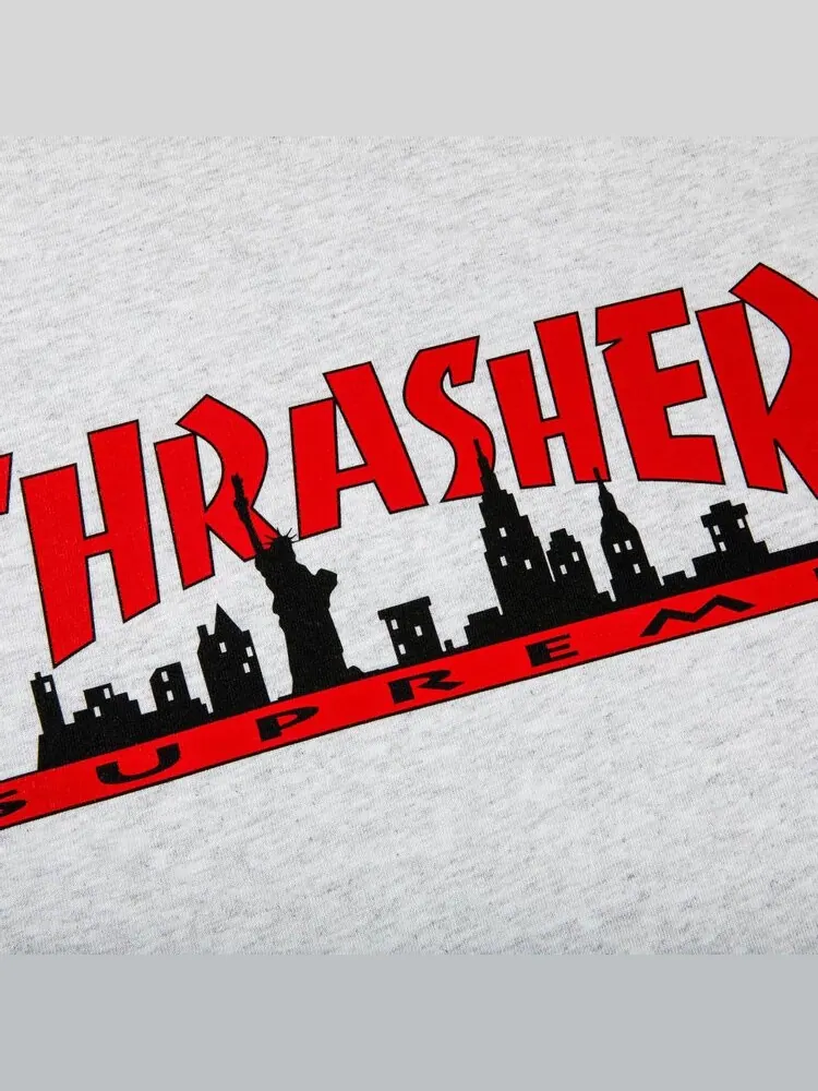 Футболка Supreme x Thrasher Skyline Tee 'Ash Grey' — изображение 2 из 2, серый