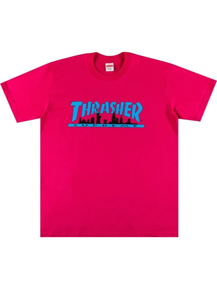 Футболка Supreme x Thrasher Skyline Tee 'Pink' — изображение 1 из 2, розовый