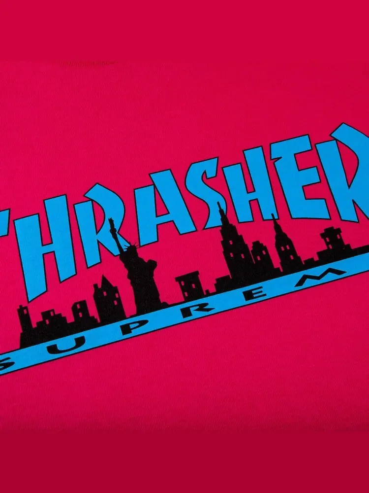 Футболка Supreme x Thrasher Skyline Tee 'Pink' — изображение 2 из 2, розовый
