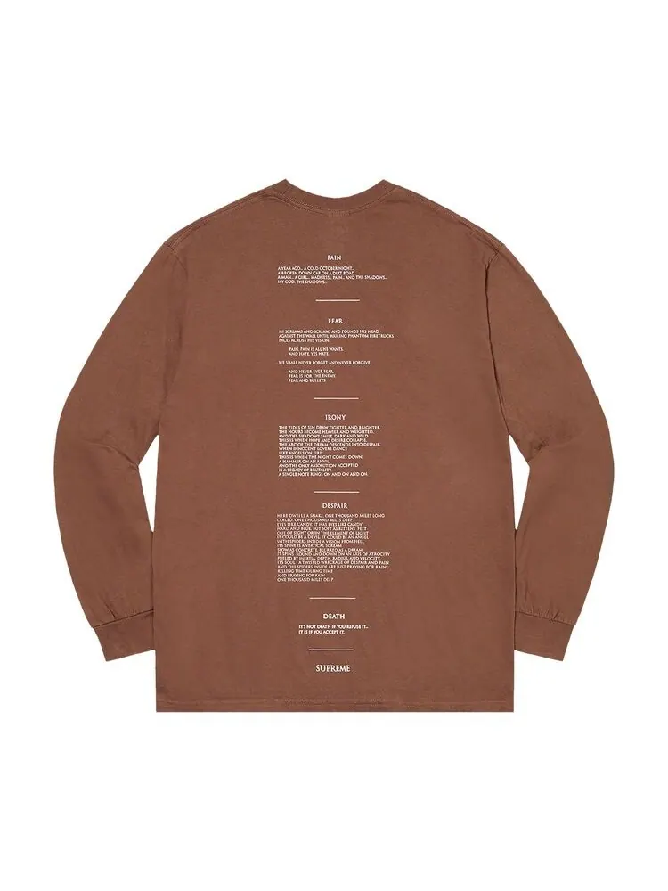 Футболка Supreme x The Crow Long-Sleeve Tee Brown — изображение 2 из 2, коричневый