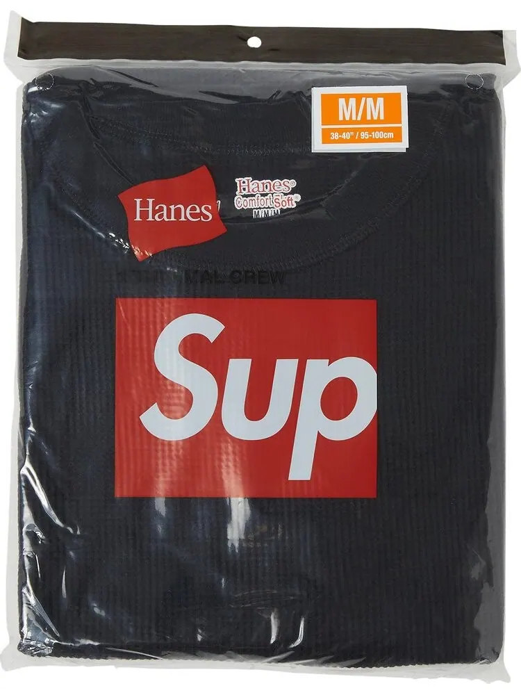 Толстовка Supreme x Hanes Thermal Crew Black — изображение 1 из 2, черный