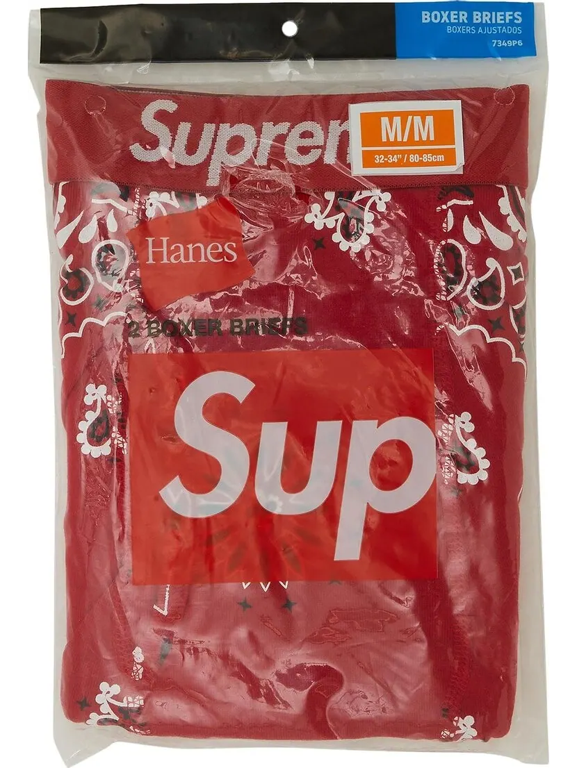 Комплект трусов Supreme x Hanes Bandana Boxer, 2 предмета — изображение 1 из 2, красный