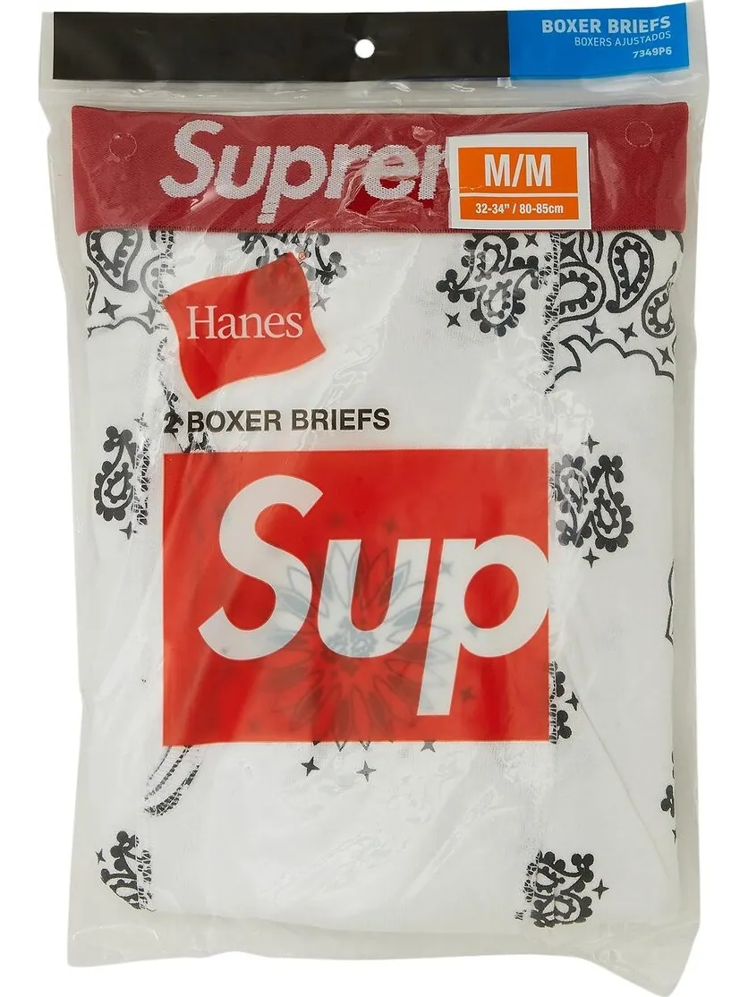 Боксеры Supreme x Hanes Bandana Boxer Briefs (2 Pack) 'White' — изображение 1 из 2, белый