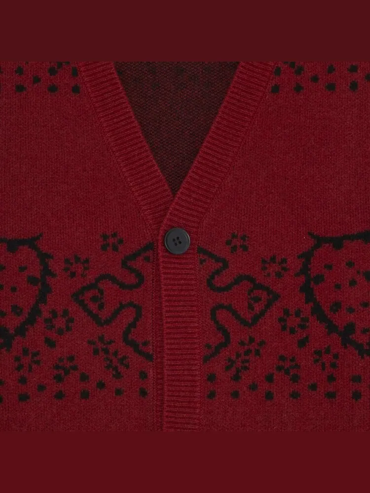 Кардиган Rhude Bandana Knit Cardigan 'Red/Black' — изображение 3 из 3, красный