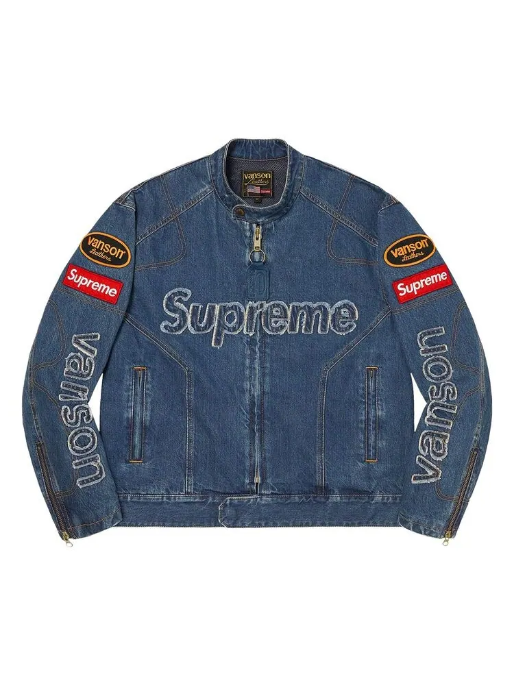 Куртка Supreme x Vanson Leathers x Cordura Denim Jacket Blue — изображение 1 из 3, синий