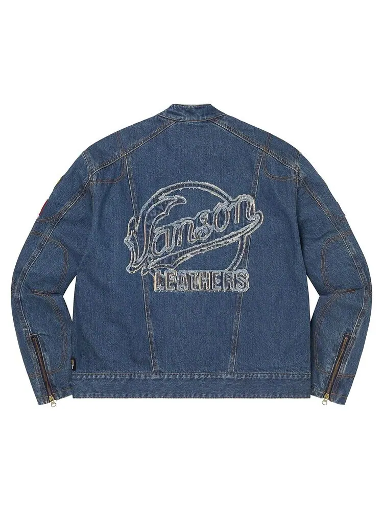 Куртка Supreme x Vanson Leathers x Cordura Denim Jacket Blue — изображение 2 из 3, синий