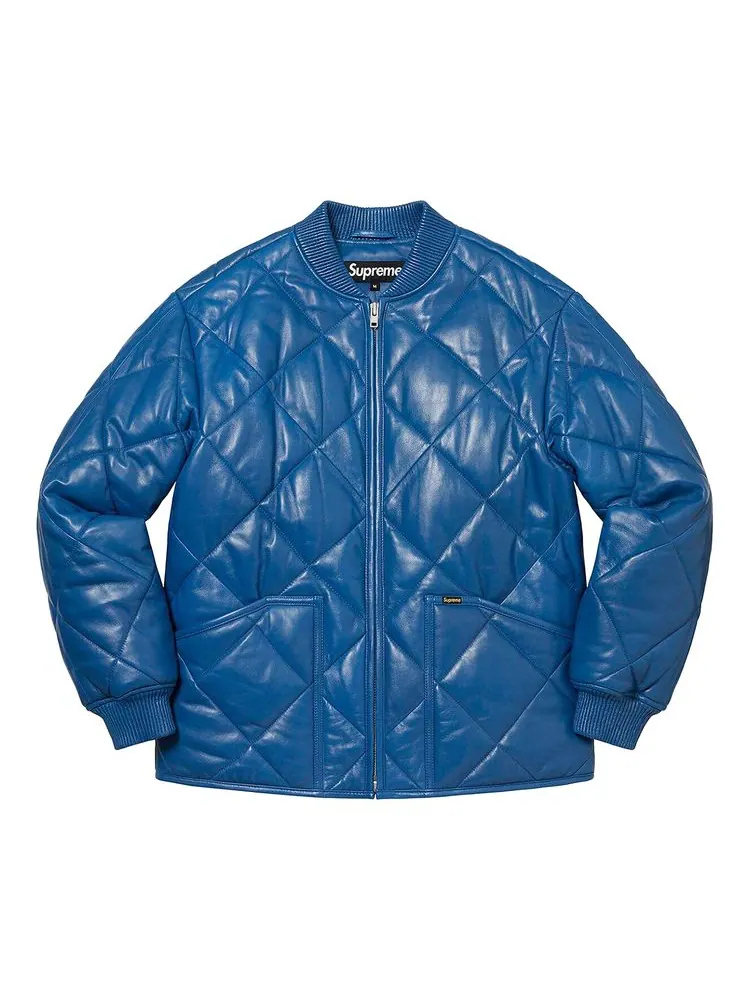 Куртка Supreme Quilted Leather Work Jacket 'Royal' — изображение 1 из 1, королевский