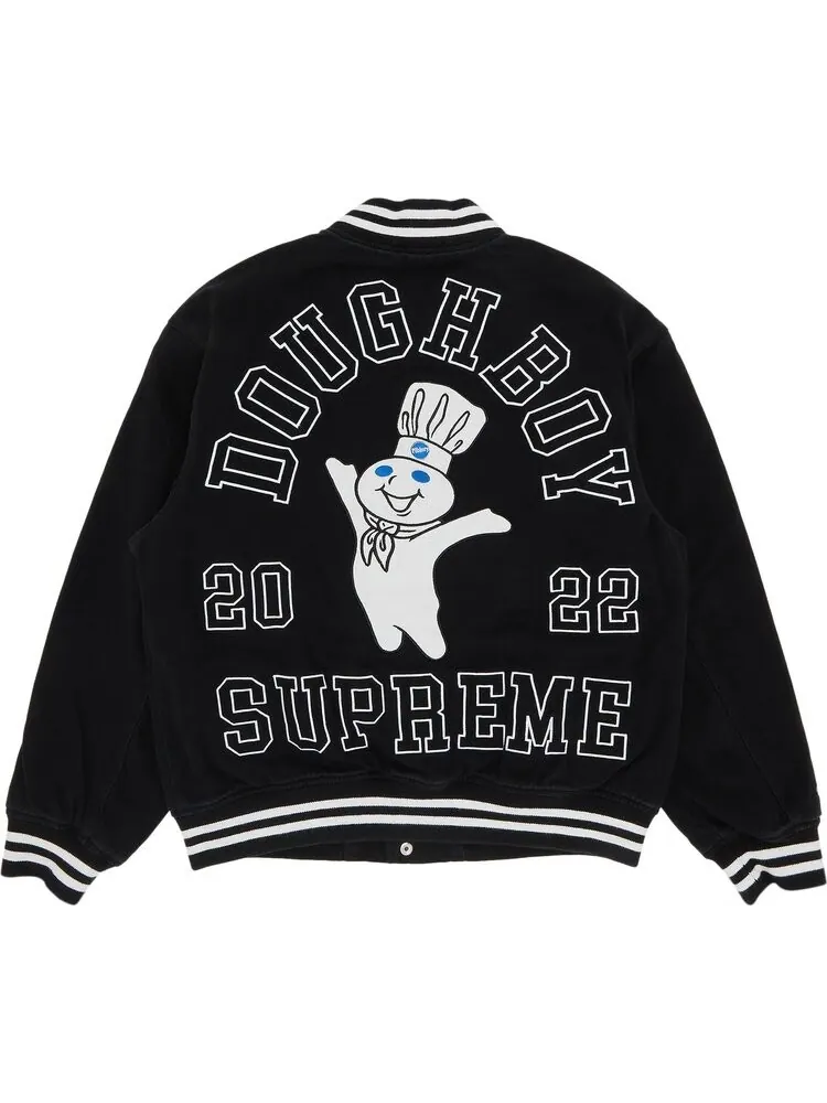 Куртка Supreme x Mitchell & Ness Doughboy Twill Varsity Jacket 'Black' — изображение 2 из 3, черный