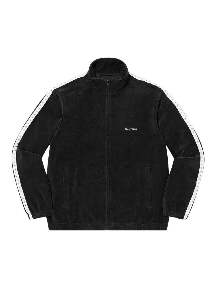Спортивная куртка Supreme Studded Velour Track Jacket 'Black' — изображение 1 из 2, черный