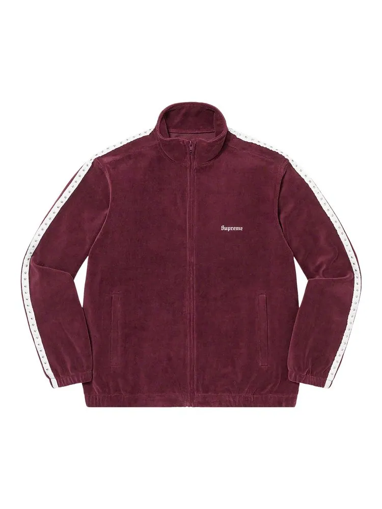 Куртка Supreme Studded Velour Track Jacket 'Burgundy' — изображение 1 из 2, бордовый