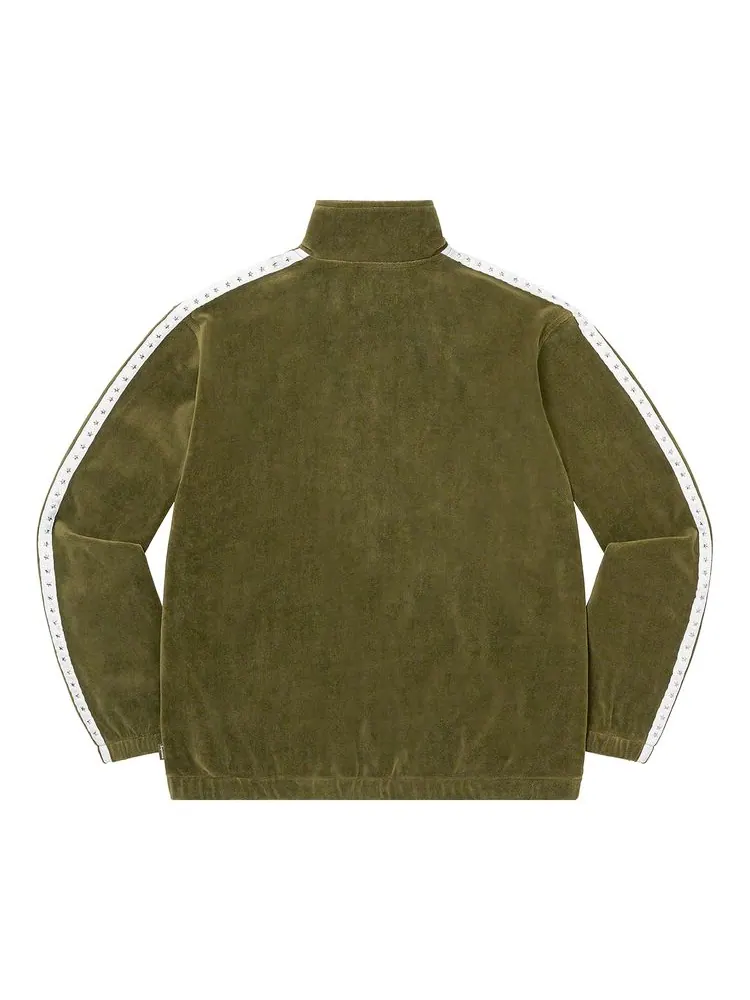 Куртка Supreme Studded Velour Track Jacket 'Olive' — изображение 2 из 2, оливковый