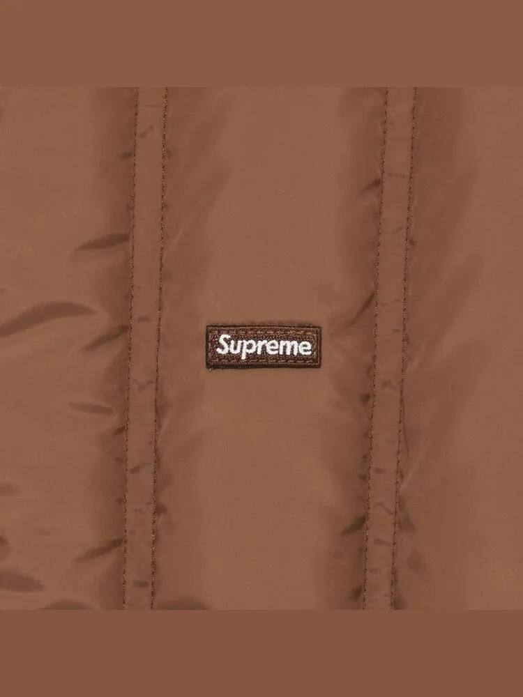 Пуховик Supreme Flannel Reversible Puffer Jacket 'Brown' — изображение 4 из 4, коричневый