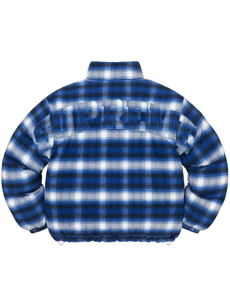 Куртка Supreme Flannel Reversible Puffer Jacket 'Grey' — изображение 2 из 3, серый