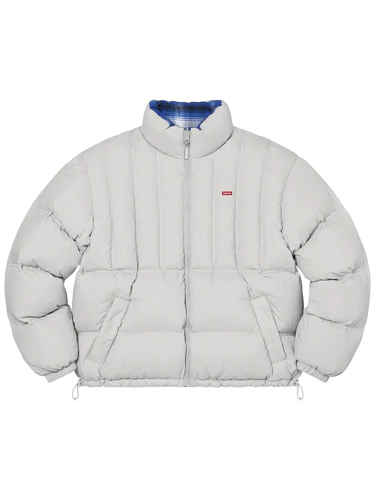 Куртка Supreme Flannel Reversible Puffer Jacket 'Grey' — изображение 3 из 3, серый