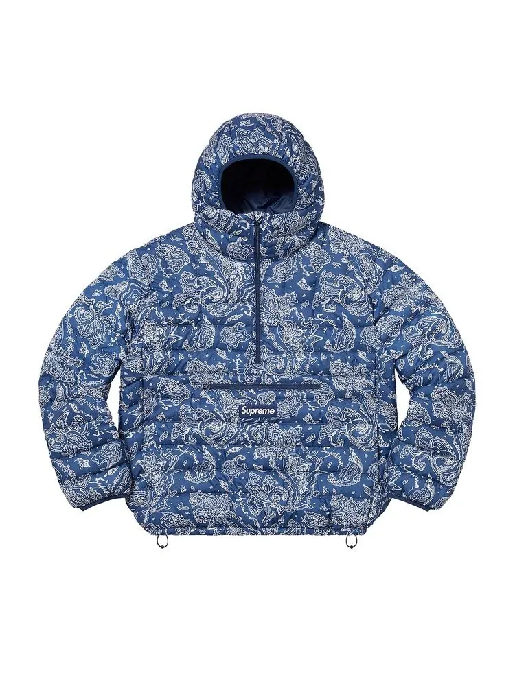 Пуловер Supreme Micro Down Half Zip Hooded Pullover Blue Paisley — изображение 1 из 2, синий