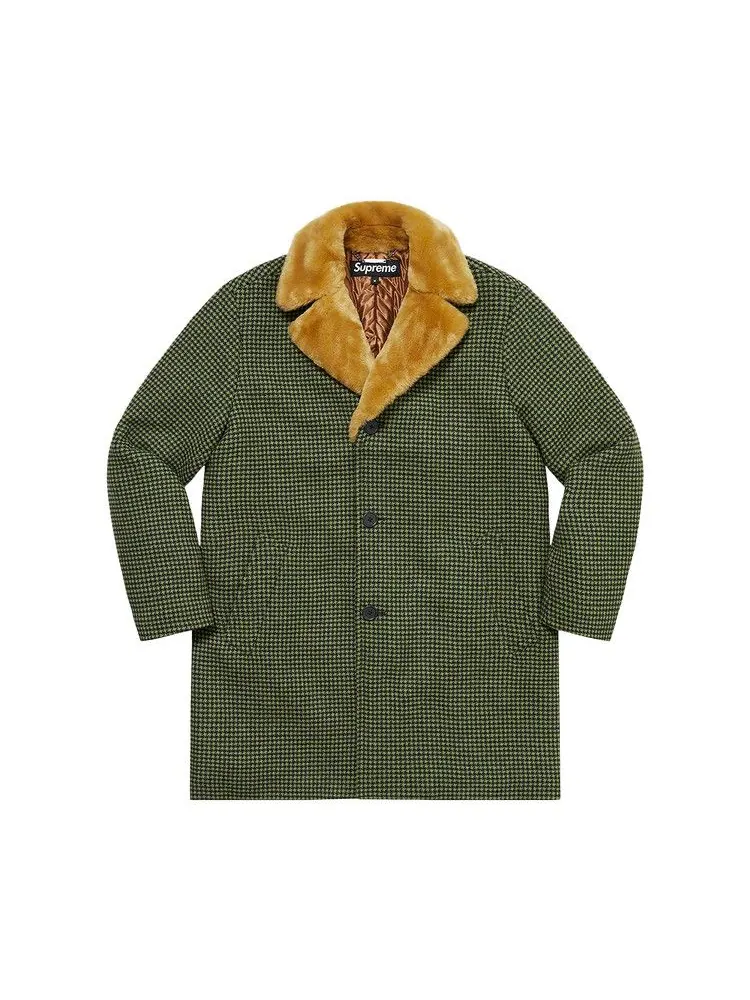 Пальто Supreme Fur Collar Car Coat — изображение 1 из 3, зеленый
