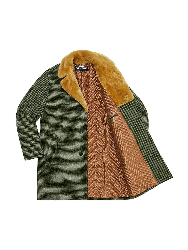 Пальто Supreme Fur Collar Car Coat — изображение 3 из 3, зеленый
