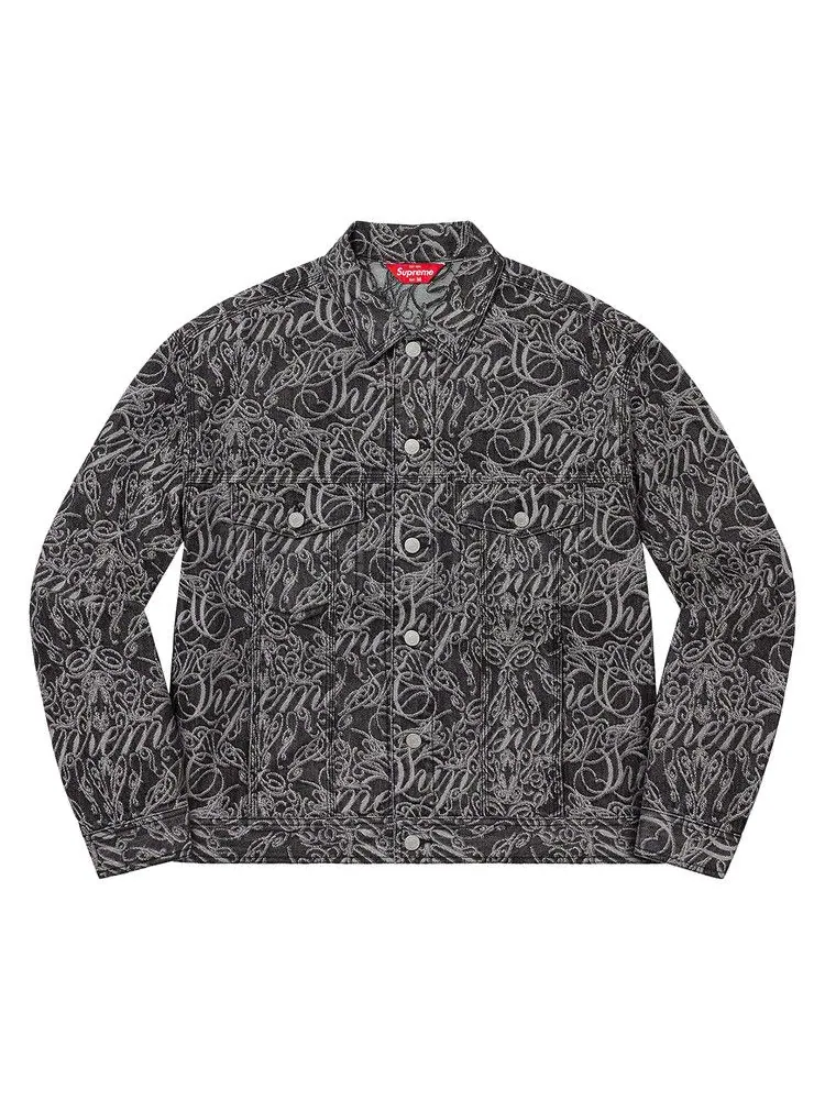 Куртка Supreme Script Jacquard Denim Trucker Jacket — изображение 1 из 1, черный