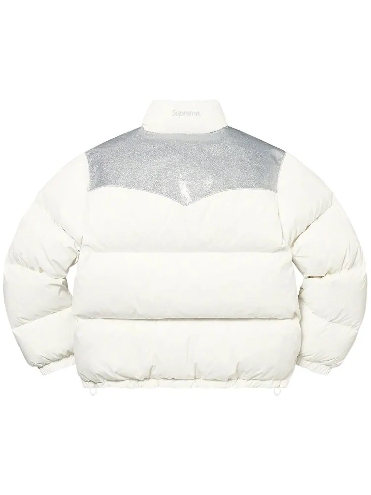 Куртка Supreme Glitter Yoke Down Puffer Jacket 'White' — изображение 2 из 3, белый