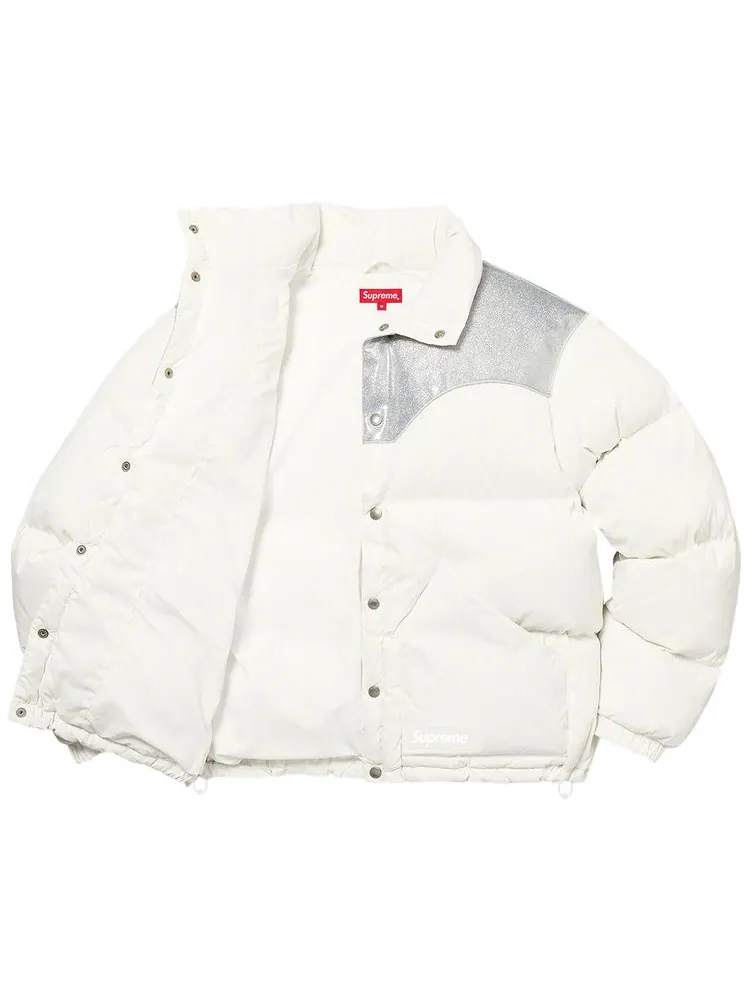 Куртка Supreme Glitter Yoke Down Puffer Jacket 'White' — изображение 3 из 3, белый