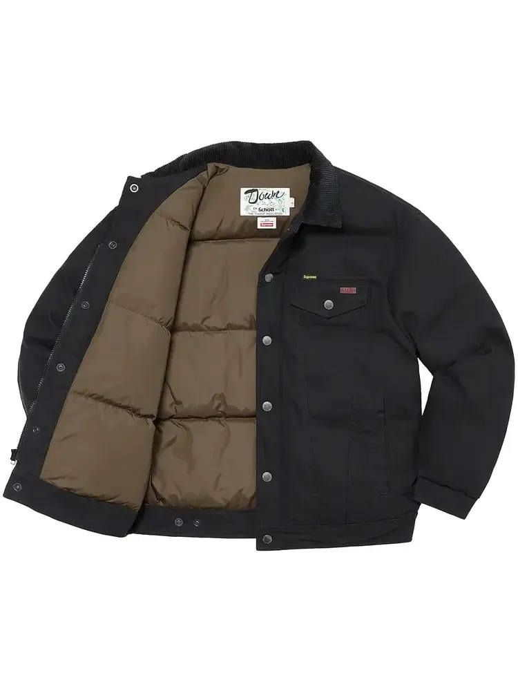Куртка-тракер Supreme x Schott Canvas Down Trucker Jacket — изображение 3 из 3, черный