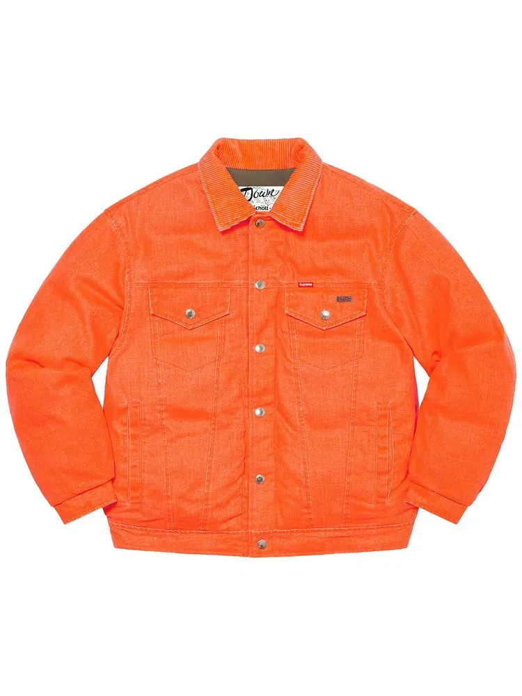 Куртка Supreme x Schott Canvas Down Trucker Jacket 'Neon Orange' — изображение 1 из 3, неоновый оранжевый
