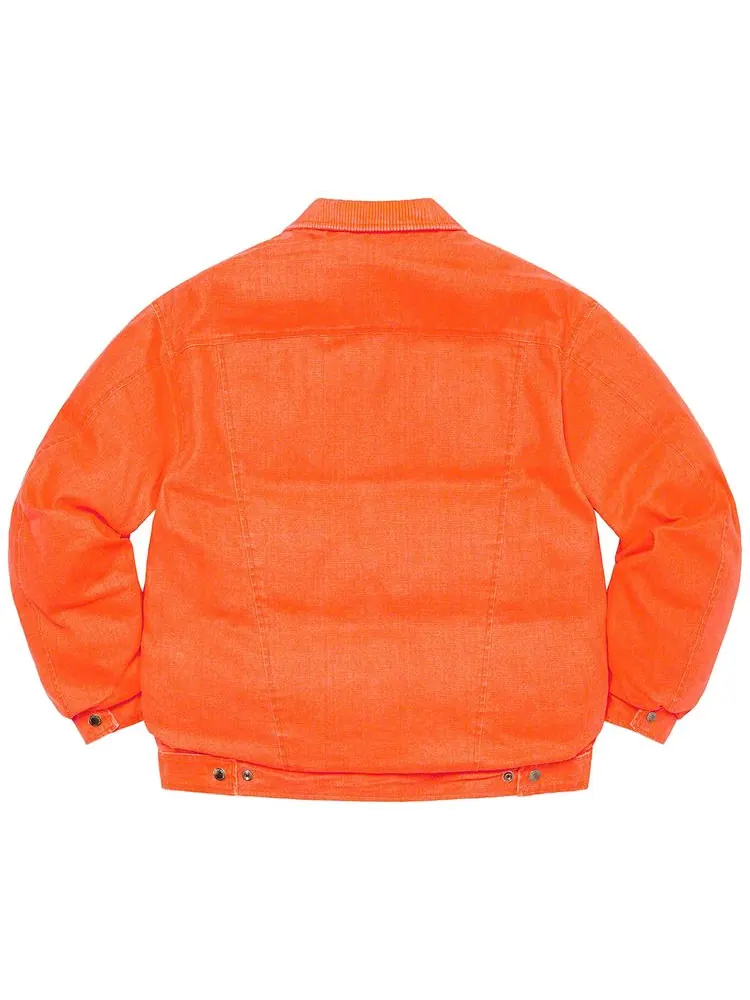 Куртка Supreme x Schott Canvas Down Trucker Jacket 'Neon Orange' — изображение 2 из 3, неоновый оранжевый