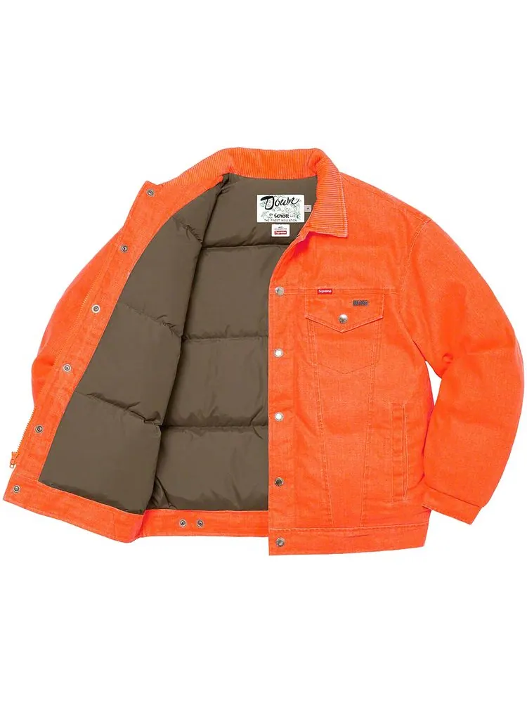 Куртка Supreme x Schott Canvas Down Trucker Jacket 'Neon Orange' — изображение 3 из 3, неоновый оранжевый