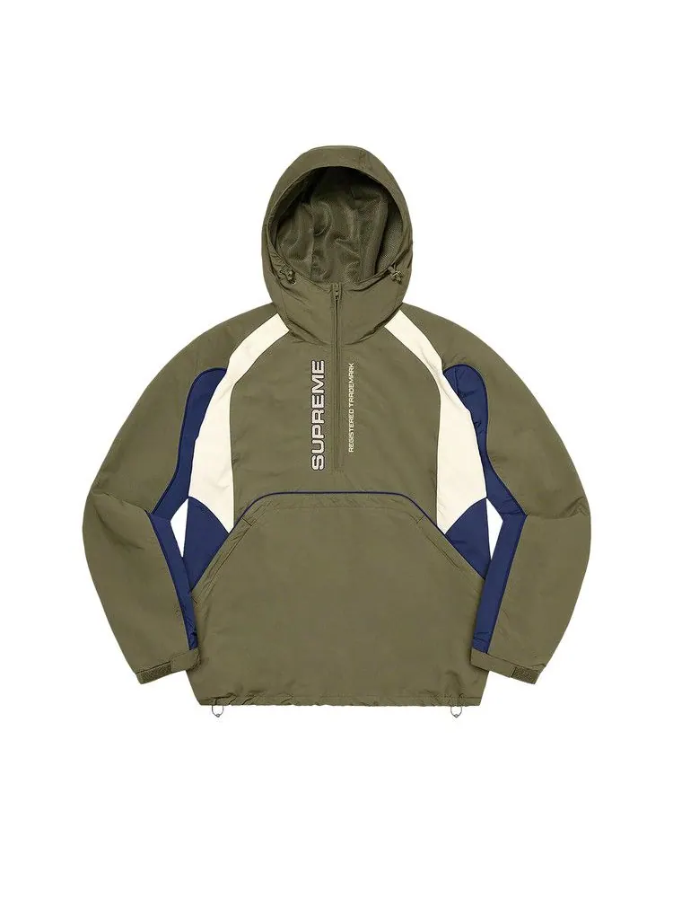 Пуловер Supreme Paneled Half Zip Pullover — изображение 1 из 2, оливковый