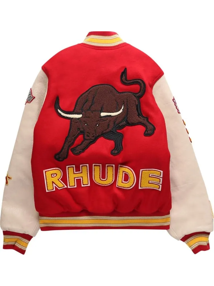 Куртка Rhude Bull Market Varsity Jacket 'Red/Creme' — изображение 2 из 2, красный