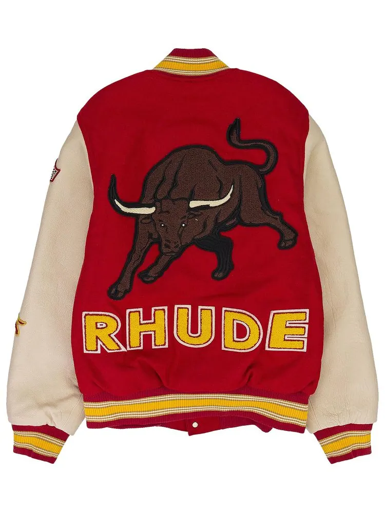 Куртка Rhude Bull Market Varsity Jacket 'Red/Cream' — изображение 2 из 2, красный