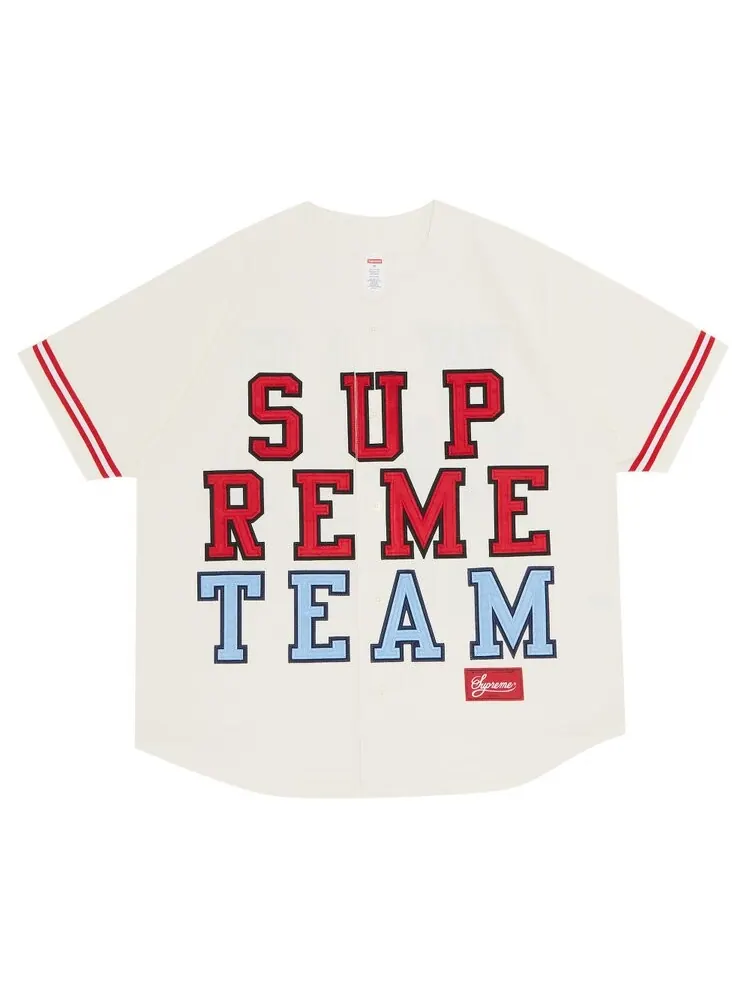 Футболка Supreme Denim Baseball Jersey 'White' — изображение 1 из 3, белый