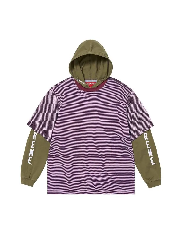 Топ Supreme Layered Hooded Long-Sleeve Top Olive — изображение 1 из 1, оливковый
