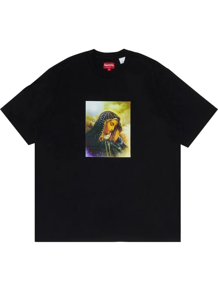 Футболка Supreme Mary Rhinestone Short-Sleeve Top 'Black' — изображение 1 из 3, черный