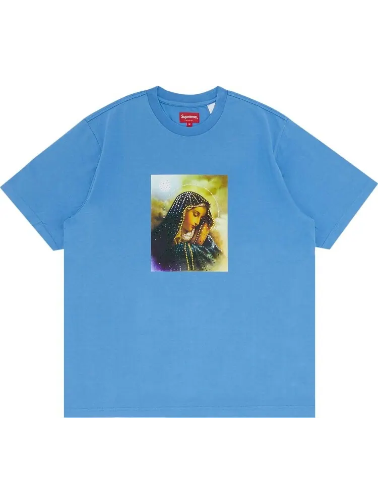 Футболка Supreme Mary Rhinestone Short-Sleeve Top 'Light Royal' — изображение 1 из 3, синий