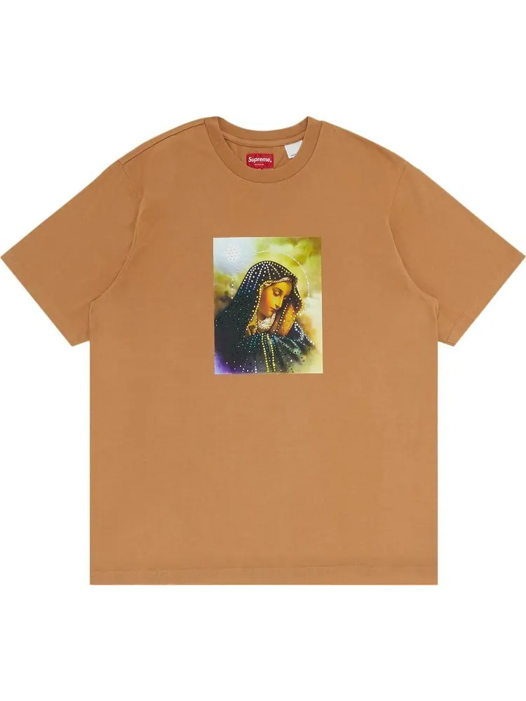 Футболка Supreme Mary Rhinestone Short-Sleeve Top 'Tan' — изображение 1 из 3, загар