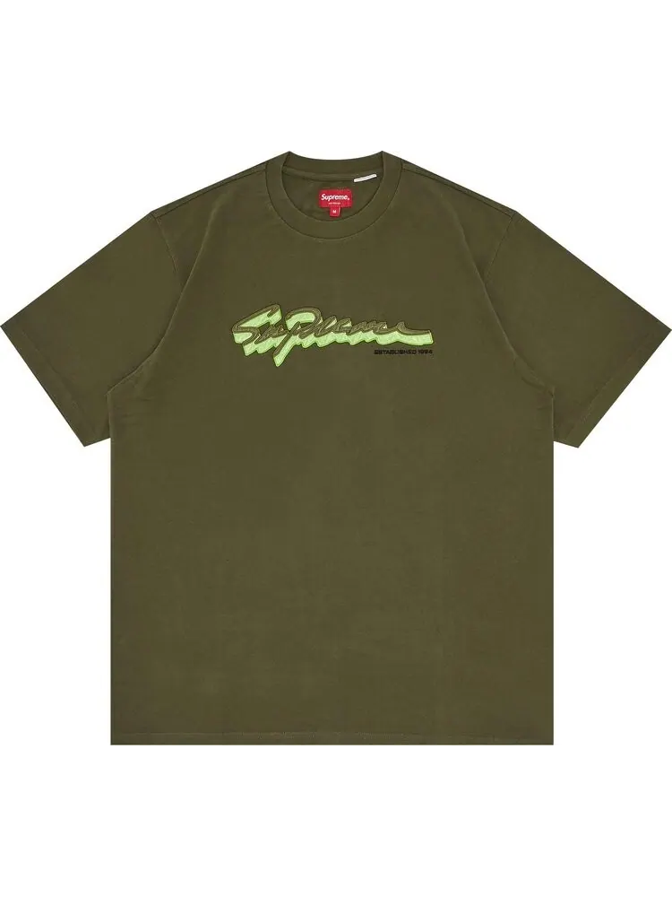 Футболка Supreme Shadow Script Short-Sleeve Top 'Dark Olive' — изображение 1 из 3, зеленый