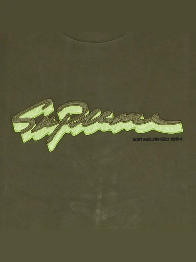 Футболка Supreme Shadow Script Short-Sleeve Top 'Dark Olive' — изображение 3 из 3, зеленый