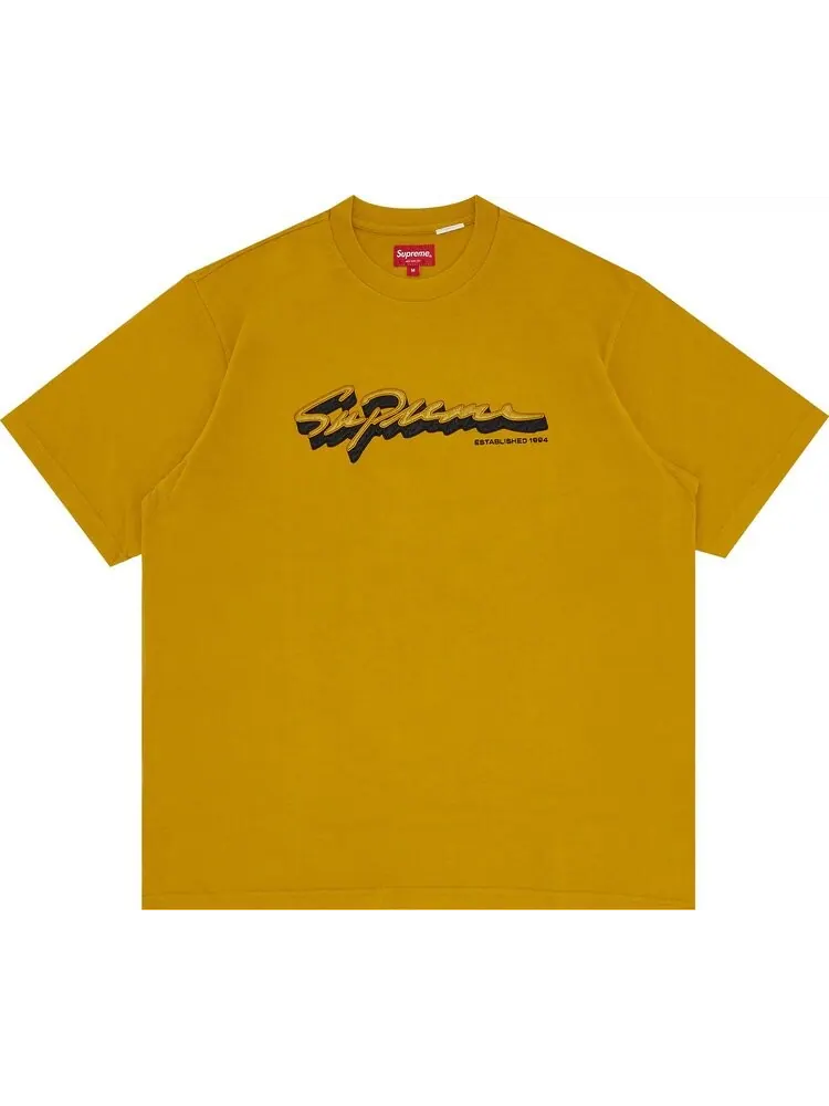 Футболка Supreme Shadow Script Short-Sleeve Top 'Dusty Yellow' — изображение 1 из 3, желтый