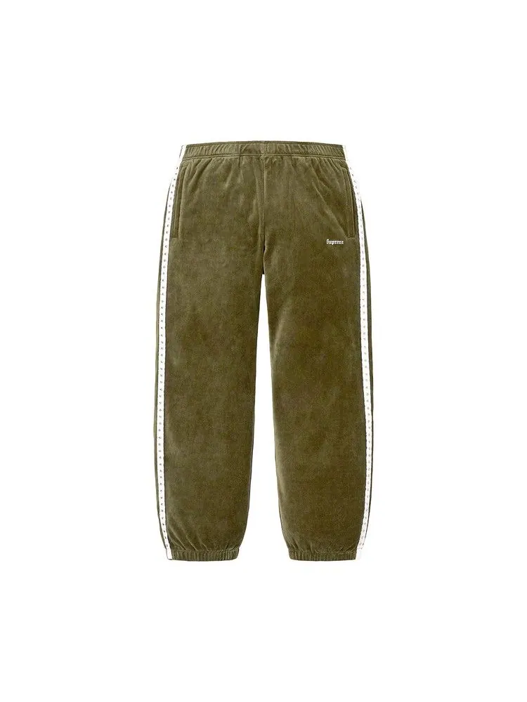 Брюки Supreme Studded Velour Track Pant — изображение 1 из 2, оливковый
