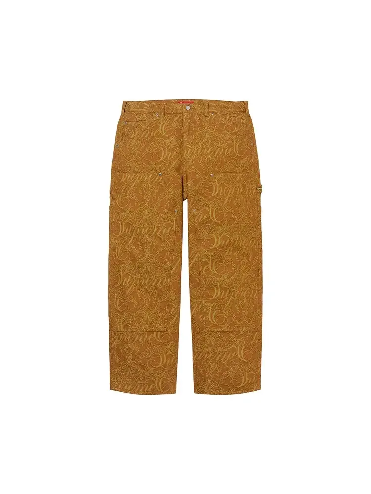 Брюки Supreme Script Jacquard Double Knee Denim Painter Pant 'Brown' — изображение 1 из 2, коричневый