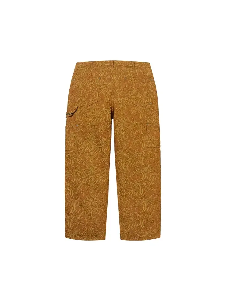Брюки Supreme Script Jacquard Double Knee Denim Painter Pant 'Brown' — изображение 2 из 2, коричневый